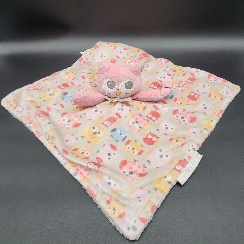 Blankets & Beyond Pink Owl Baby Security Blanket Lovey Plush Nursery Woodland
